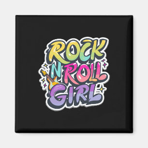 Halloween Rock N Roll Girl Retro Costume Graffiti  Magnet