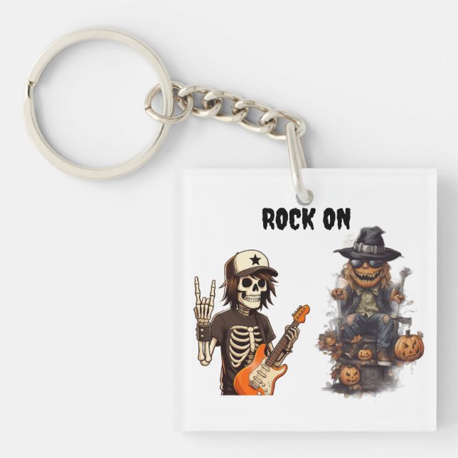 Halloween rock on keychain (Front)