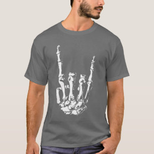 Halloween Rock On Skeleton Hand Sign Rock Roll Poc T-Shirt