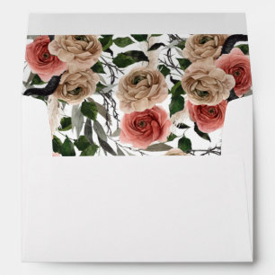 Halloween rose et noir floral - Enveloppe blanche