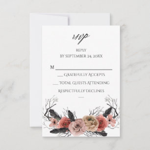 Halloween Rose & Noir Floral sans Repas RSVP VER