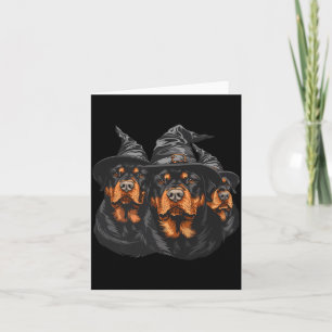 Halloween Rottweiler Dogs Witch Cute Spooky Black Card