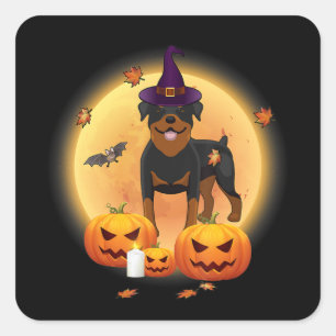 halloween rottweiler gift cute funny halloween square sticker
