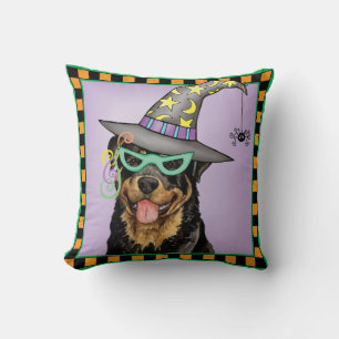 Halloween Rottweiler Throw Pillow