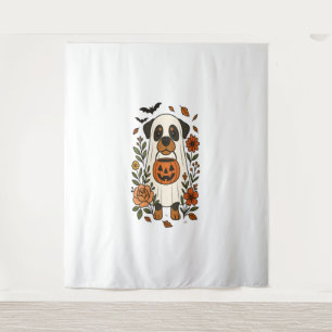 Halloween Rottweiler with Flowers Tapestry