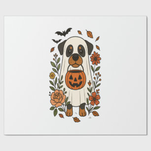 Halloween Rottweiler with Flowers Wrapping Paper