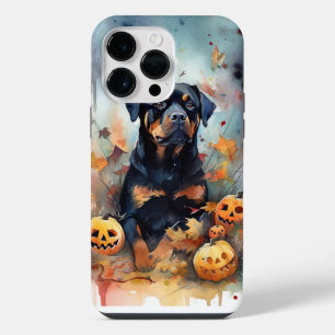 Halloween Rottweiler With Pumpkins Scary iPhone 14 Pro Max Case