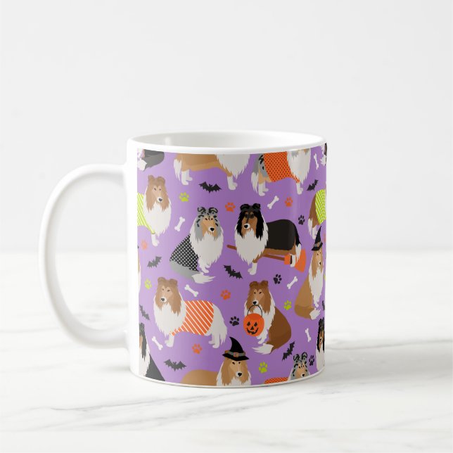 Halloween Rough Collie Coffee Mug (Left)