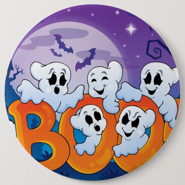 Halloween Round Button/Cute Ghost 6 Inch Round Button (Front)