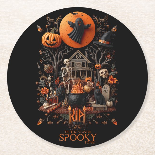 halloween round paper coaster (Front)