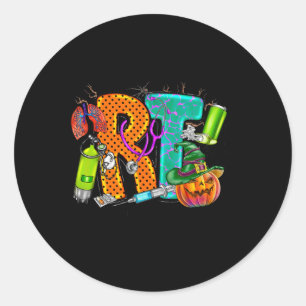 Halloween RT Respiratory Therapist spooky RT pumpk Classic Round Sticker