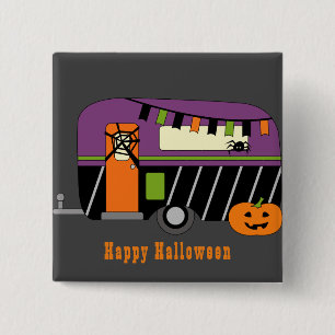 Halloween RV Camper 2 Inch Square Button
