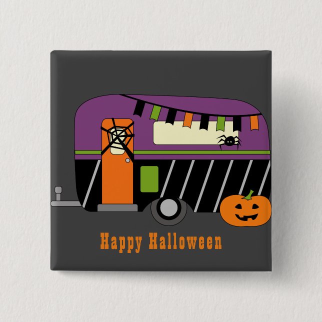 Halloween RV Camper  2 Inch Square Button (Front)