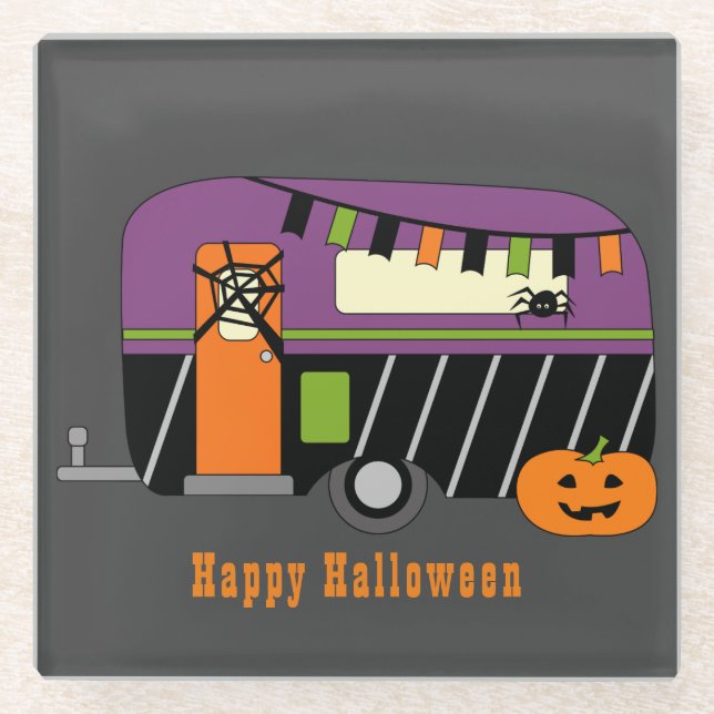 Halloween RV Camper  Glass Coaster (Front)
