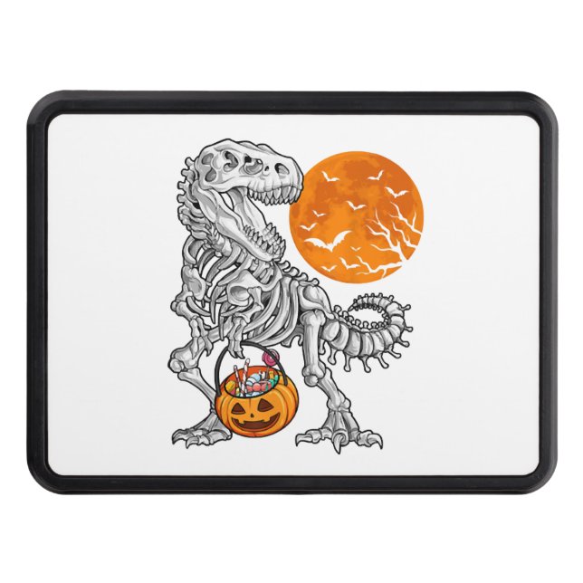 Halloween s for Boys Kids Dinosaur Skeleton T rex Trailer Hitch Cover (Front)