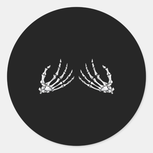 Halloween S Skeleton Hand Funny Costume  Classic Round Sticker (Front)