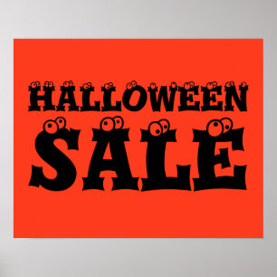 Halloween Sale Sign, Retail Store Promotion Store Poster