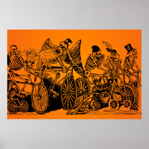 HALLOWEEN SALE! Skeleton Cyclists by J. Posada Poster