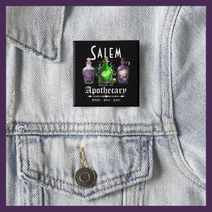 Halloween Salem Apothecary Potions Tonics Elixirs 2 Inch Square Button