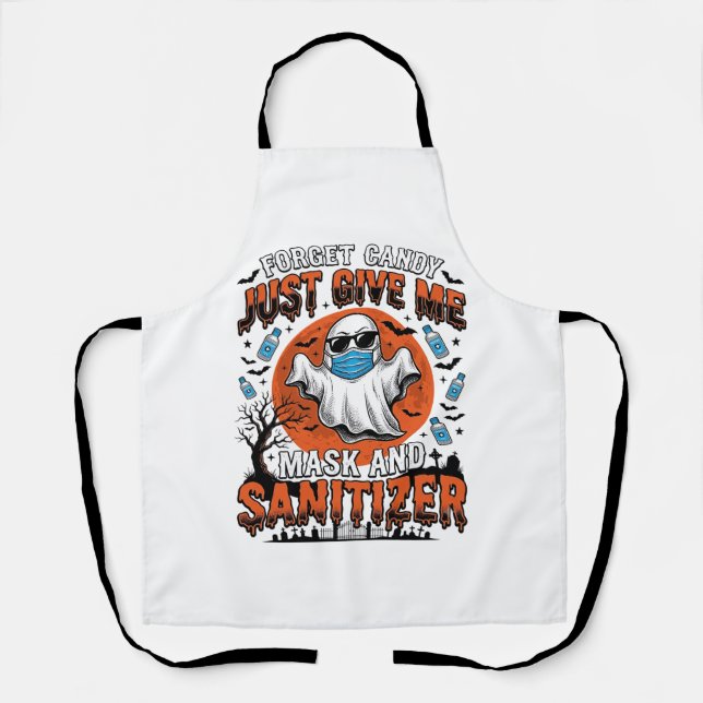 Halloween Sanitizer Funny Ghost Mask Candy_1 Apron (Front)