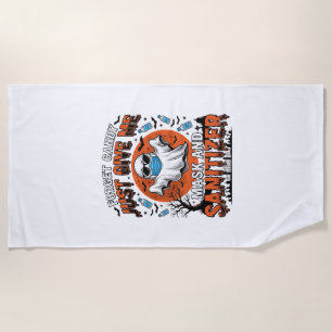 Halloween Sanitizer Funny Ghost Mask Candy_1 Beach Towel