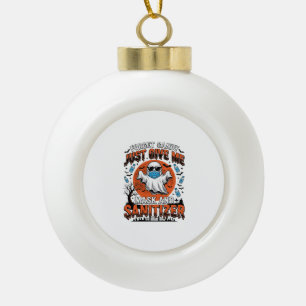 Halloween Sanitizer Funny Ghost Mask Candy_1 Ceramic Ball Christmas Ornament