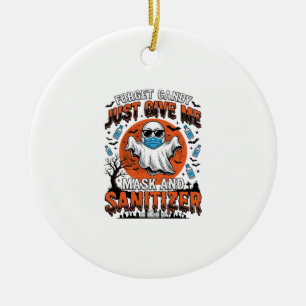 Halloween Sanitizer Funny Ghost Mask Candy_1 Ceramic Ornament
