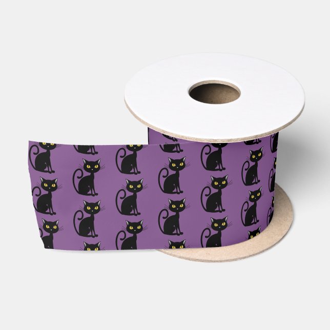 Halloween Satin Ribbon-Black Cat Satin Ribbon (Spool)