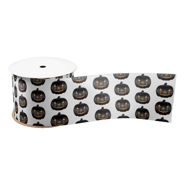 Halloween Satin Ribbon-Black Pumpkin Satin Ribbon (Spool)