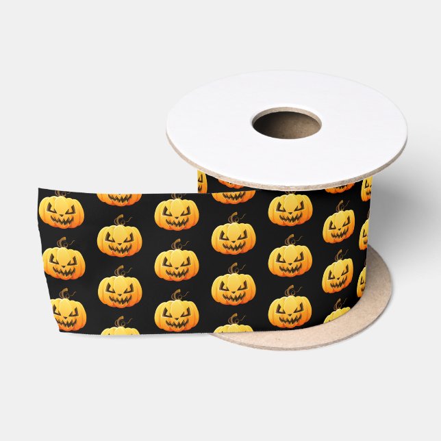 Halloween Satin Ribbon-Scary Pumpkin Satin Ribbon (Spool)