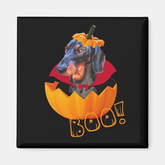 Halloween sausage dog pumpkin magnet (Front)