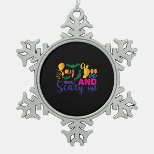 Halloween Say Boos And Scary On Birthday Snowflake Pewter Christmas Ornament