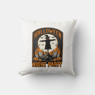 Halloween Scarecrow Shirt Vintage Graveyard Party_ Throw Pillow