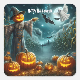 Halloween Scarecrow Square Sticker