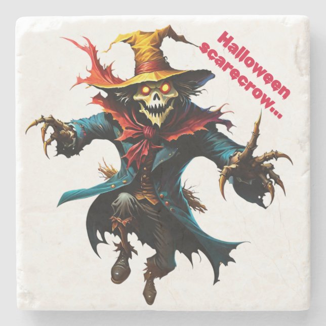 Halloween scarecrow  stone coaster (Front)