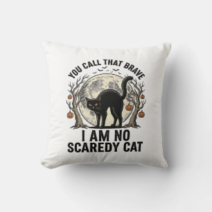 Halloween Scaredy Cat Vintage Engraving Shirt Desi Throw Pillow