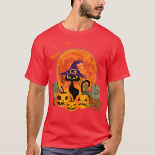 Halloween Scary Black Cat Funny Halloween Costume  T-Shirt