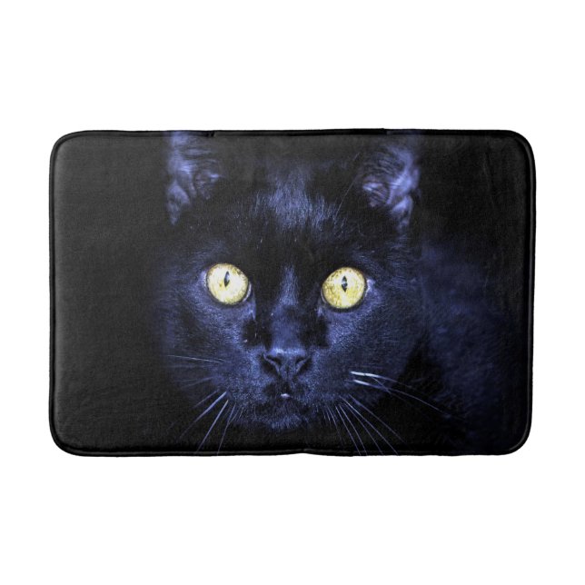 Halloween Scary Black Cat Horror Dark Night Bath Mat (Front)