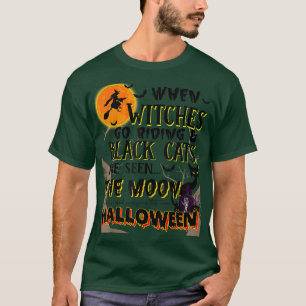 Halloween Scary Black Cat Jackolantern Witches Bat T-Shirt