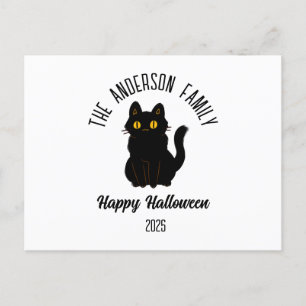 Halloween Scary Black Cat Personalized Name Holiday Postcard