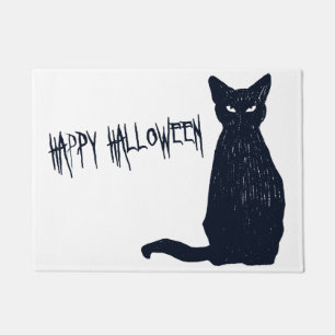 Halloween Scary Black Cat Silhouette Doormat