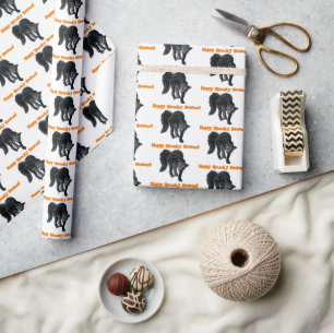 Halloween Scary Black Cat Spooky Holiday Cartoon  Wrapping Paper