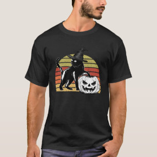 Halloween Scary Black Cat Witch Hat Pumpkin JackOL T-Shirt