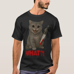 Halloween Scary Black Cats Funny Kitty What Bloody T-Shirt