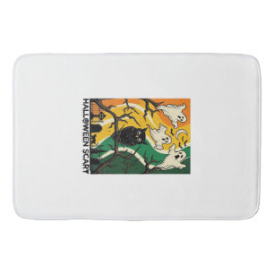 Halloween Scary Black Owl Ghosts Graveyard_1 Bath Mat