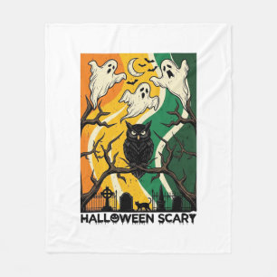 Halloween Scary Black Owl Ghosts Graveyard_1 Fleece Blanket