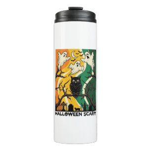 Halloween Scary Black Owl Ghosts Graveyard_1 Thermal Tumbler