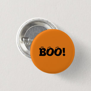 Halloween Scary Boo! eyeballs black orange 1 Inch Round Button