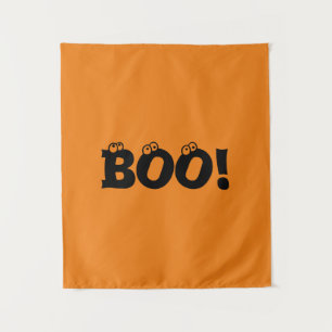 Halloween Scary Boo! eyeballs black orange decor Tapestry