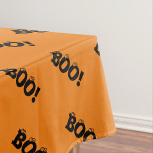 Halloween Scary Boo! eyeballs black orange funny  Tablecloth